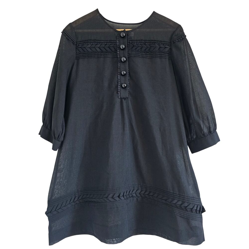 By Melane Birger Black Sheer Tunic Mini Dress EU 38 US 6 Minimalist Twee